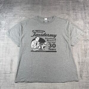 Taxiderm Shirt Mens XL Gray Vintage Y2K Big Willie's Stuffing Beavers Funny Sex